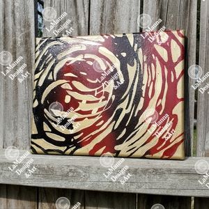 Abstract Spray paint Wall Art 8x10 red, gold and black on canvas